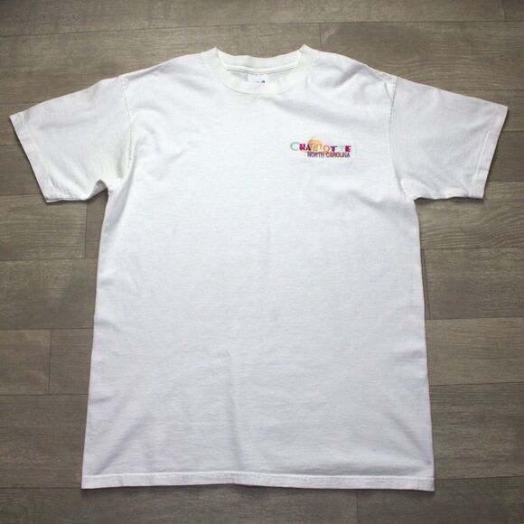 VTG 90s Charlotte NC Single Stitch T-Shirt Men’s L Anvil Embroidered USA - Picture 2 of 5
